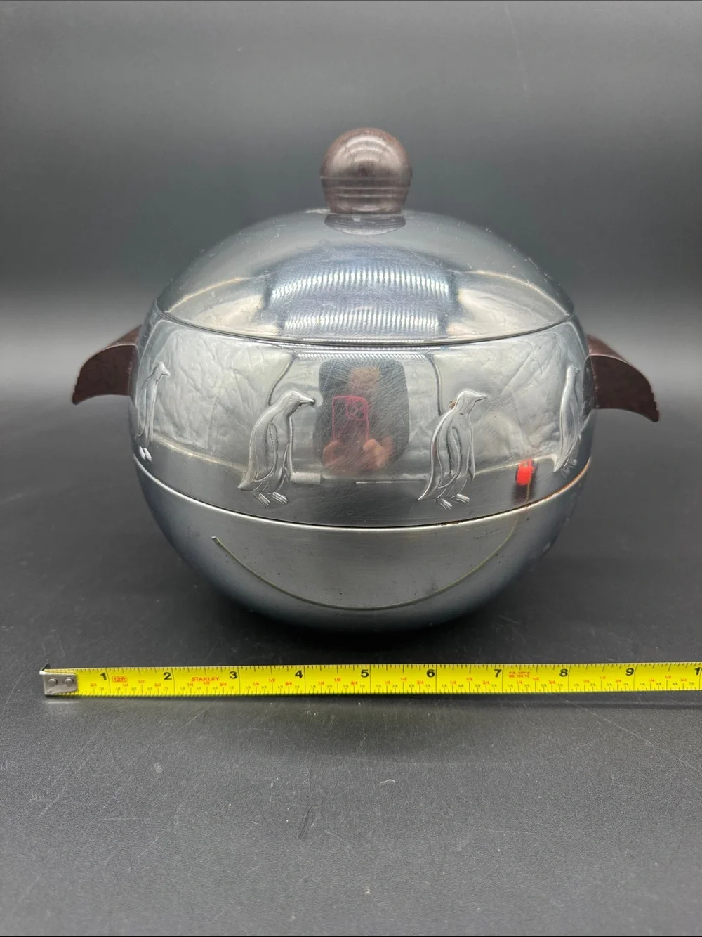 WEST BEND Penguin Hot Cold Chrome Ice Bucket Server Vintage